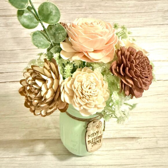 Sola Wood Floral Arrangement in Hand-Painted Personalized Mason Jar - Picture 7 of 9
